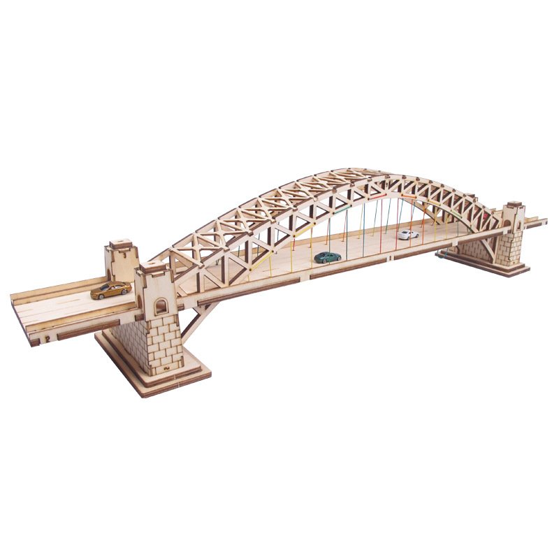 木质拼装中山桥模型 diy手工制作材料组装拼图益智立体桥梁建筑