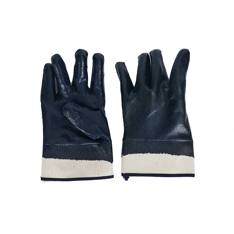 Safety Blue Nitrile Impregnated Protective Gloves Wholesale Fleece-Lined Thermal Oil-Resistant Waterproof and Hard-Wearing Non-Slip Working Gloves