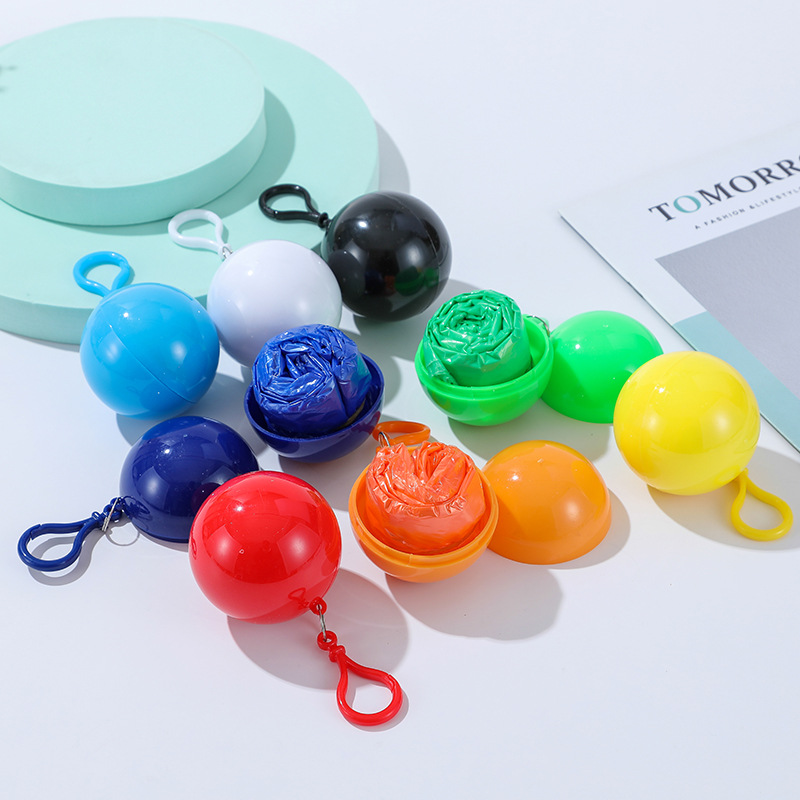 spherical raincoat plastic ball keychain disposable poncho gift portable square cloak poncho