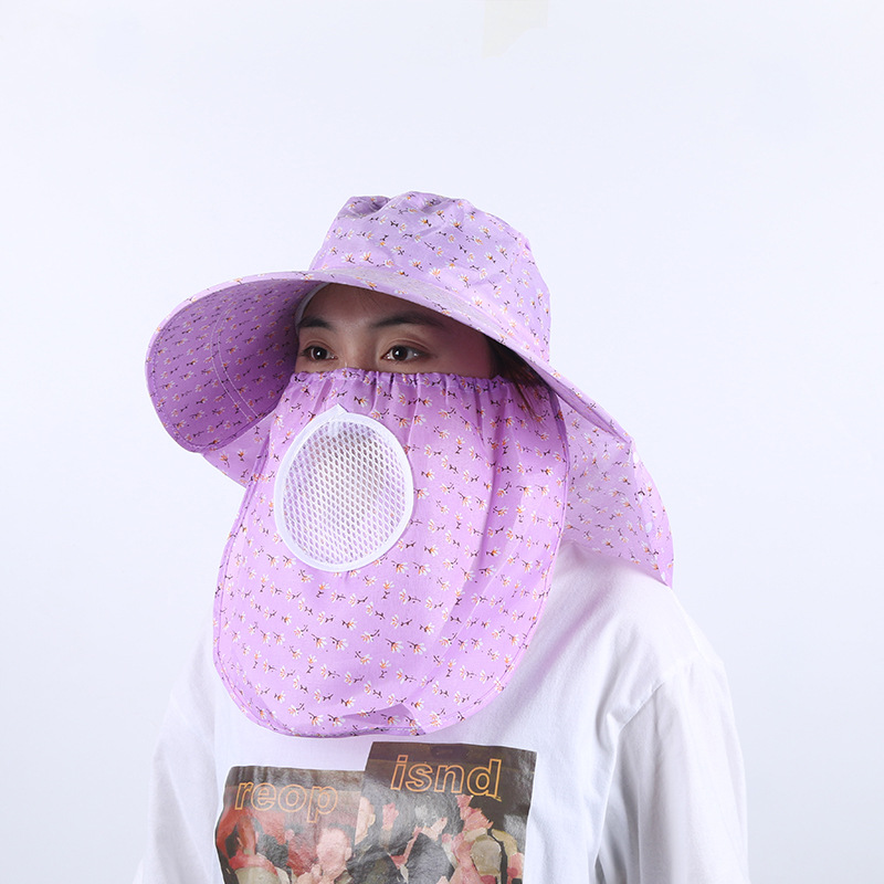 Hat Women's Spring Summer Sun Hat Cherry Tea Picking Hat Big Brim Cycling Sun Hat Cover Face Breathable Tea Picking Hat