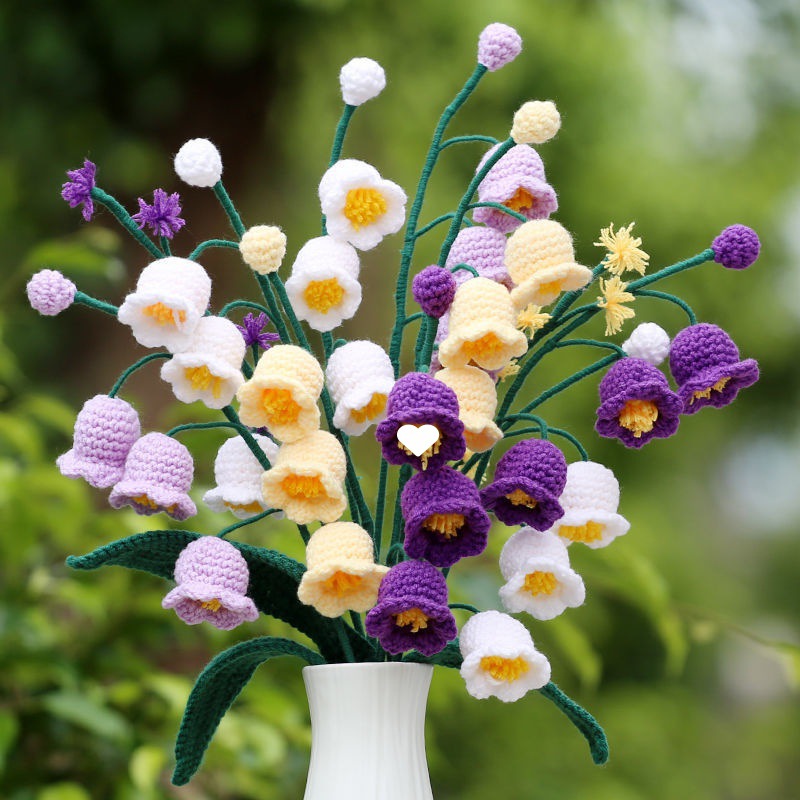 教师节花束diy材料包手工钩针风铃花铃兰毛线编织钩花花朵跨境