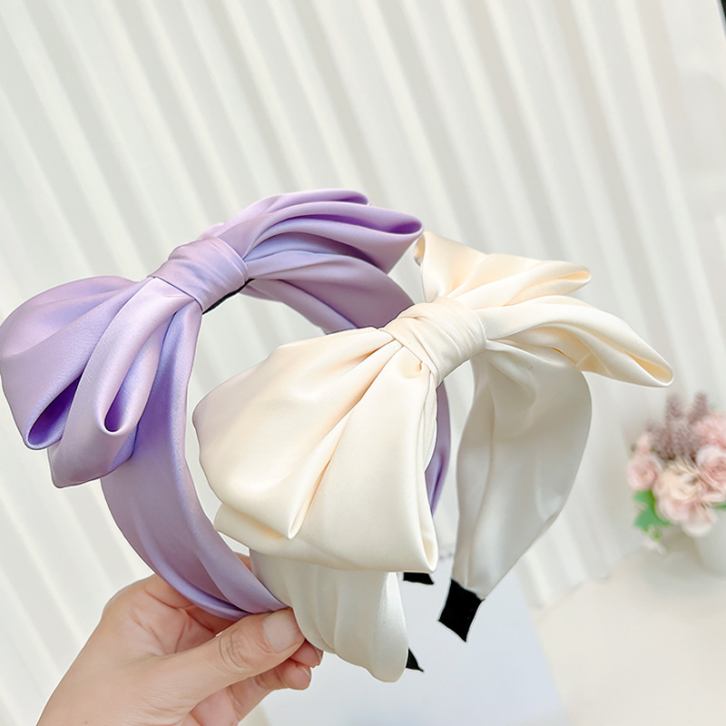 2022 Korean Style Online Influencer Bow Headband Fashion Solid Color Fabric Craft Hair Accessories Headband Simple Design Female Hairpin R357