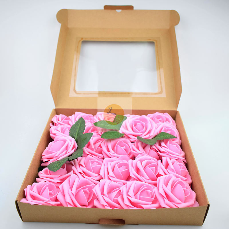 仿真玫瑰花礼盒 25朵装新娘手捧花组合 跨境diy多色拼色盒装花