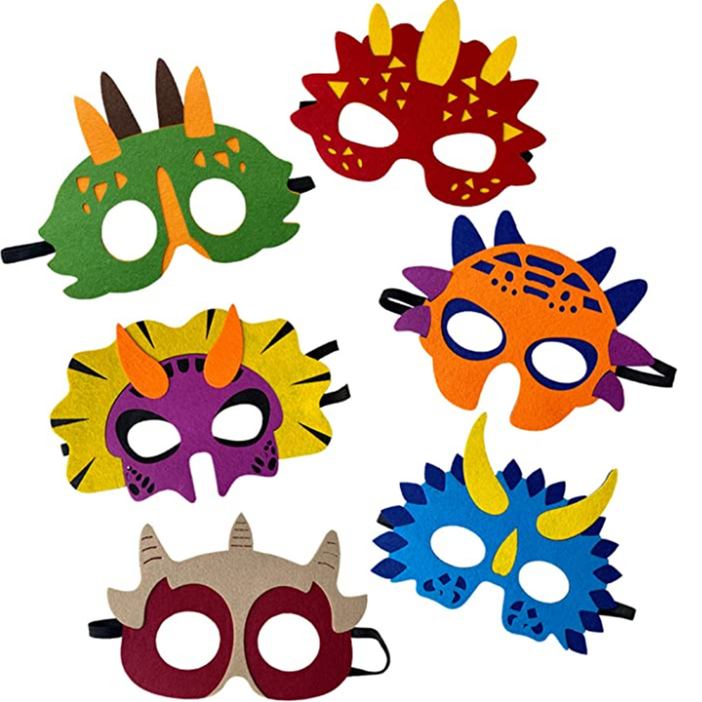 亚马逊热卖毛毡儿童恐龙面具霸王龙独角龙剑龙三角龙有益科教玩具