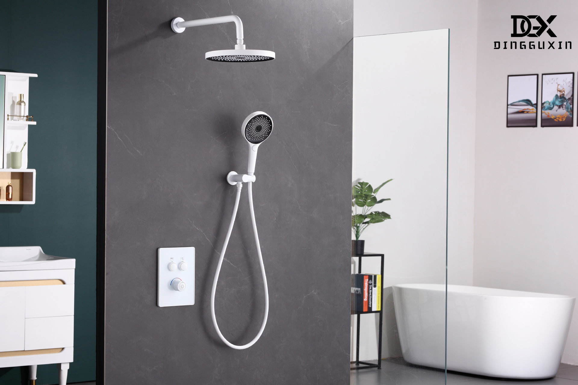 厂家销暗装花洒预埋件嵌入式预埋盒d203b按键款雅白入墙式花洒