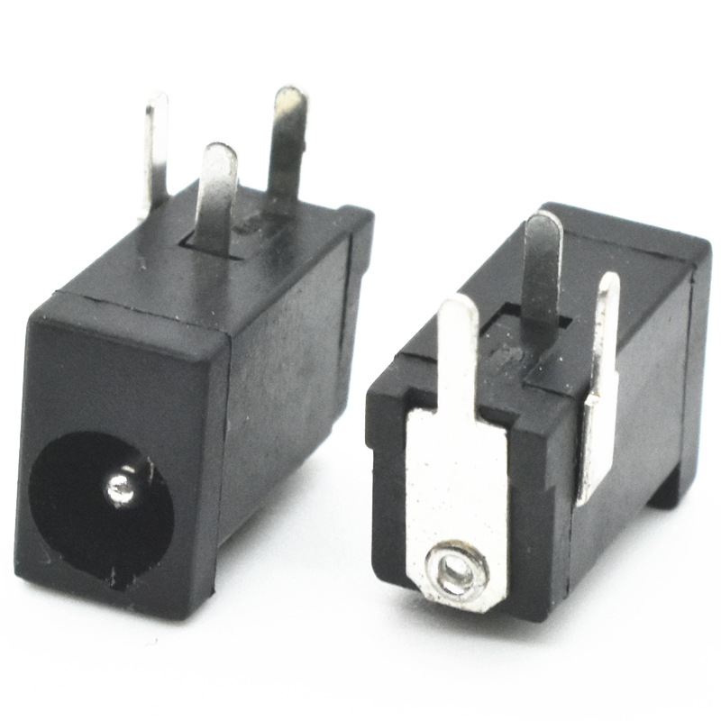 dc-002 三脚 卧式 直流充电头接口 3.5*1.3 圆针 平针 dc电源母座