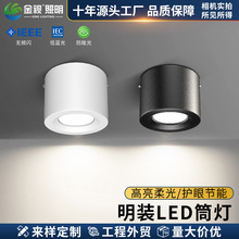 批发明装led筒灯吊顶板免开孔吊顶圆形明装灯家用商用简约家装