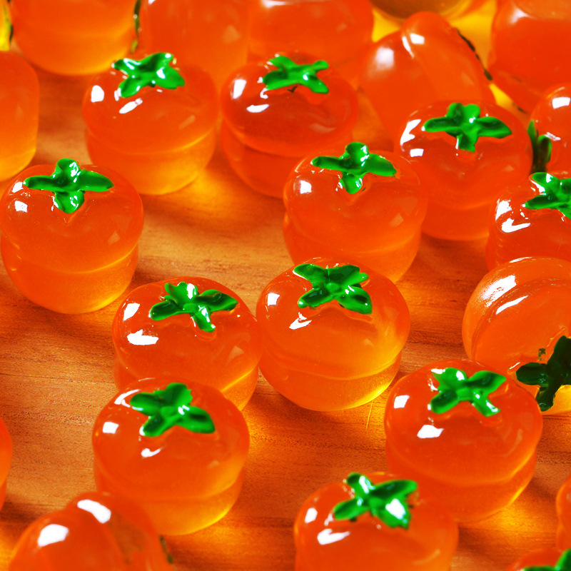 New Persimmon Vegetable Luminous Decoration Resin Accessories Semi-Three-Dimensional Transparent Fruit Tomato DIY Candy Toy Accessories