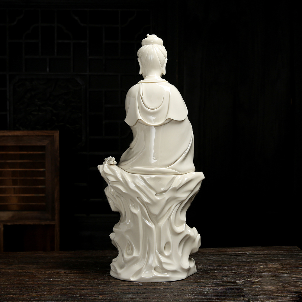 瓷语颠德化陶瓷白瓷佛像观音菩萨家用摆件手工桌面中式玄关工艺品