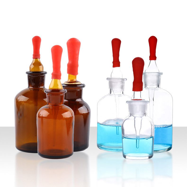 厂家批发胶头滴管瓶透明玻璃试剂瓶学校实验室红胶头滴瓶磨口滴瓶