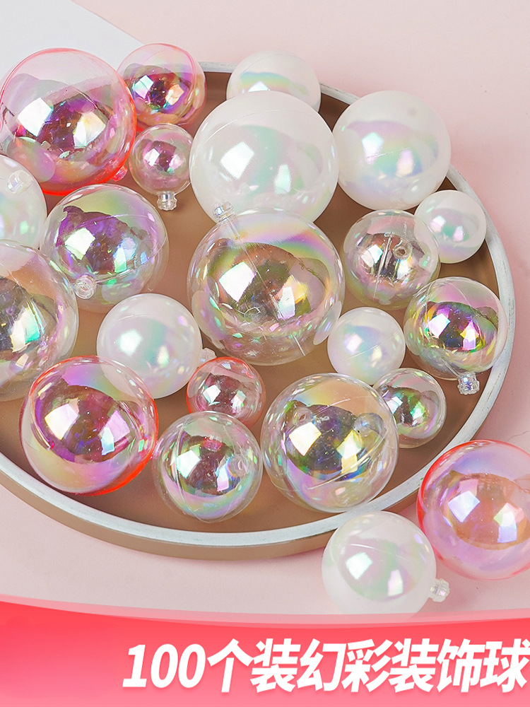 网红幻彩炫彩泡泡球七彩透明球圣诞球生日蛋糕派对甜品台装饰品