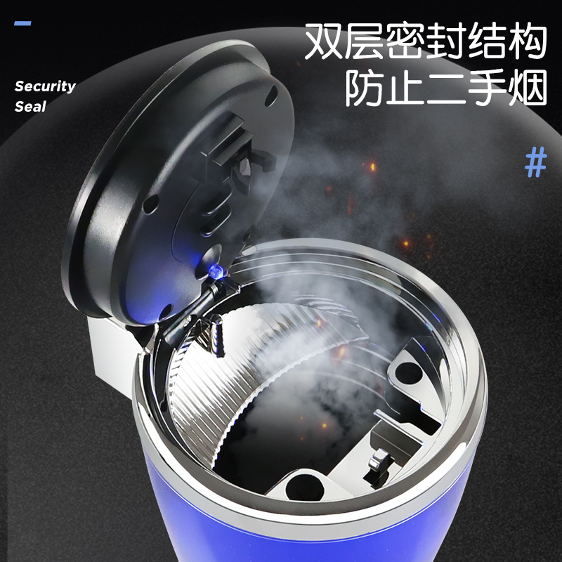 Wholesale Led Car Ashtray Metal Liner One Press Open Cover Ashtray for Car Hanging Air Outlet Crystal Ashtray