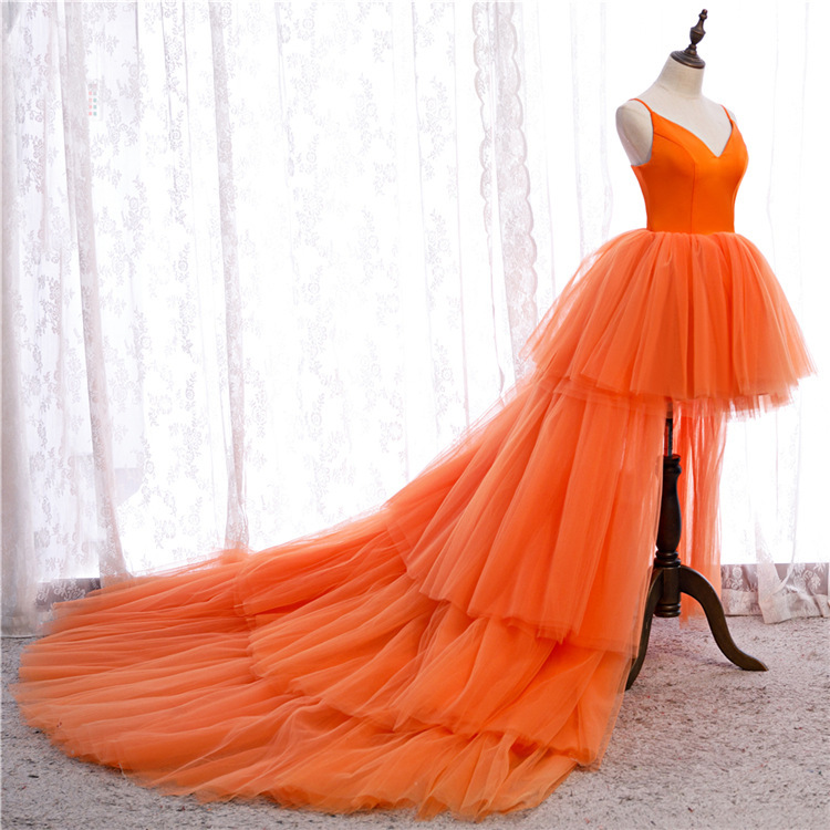 新款影楼主题吊带前短后长拖尾婚纱外景旅拍摄影拍照情侣写真礼服