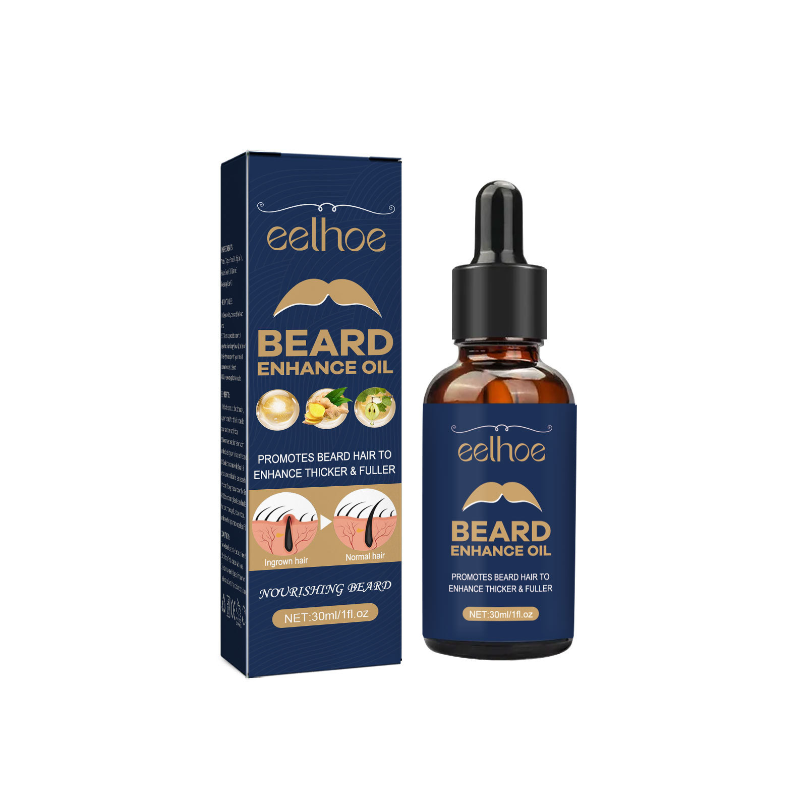 Eelhoe Beard Treatment Oil Strong Beard Root Moisturizing Gentle and Shine Men's Beard Nourishing Thick Dense Hair Essence Oil