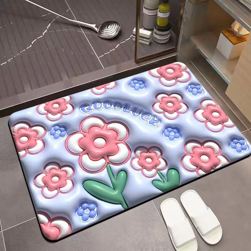 Absorbent Soft Mat 3D Expansion Carpet Household Bathroom Water-Absorbing Quick-Drying Floor Mat Thick Non-Slip Foot Mat Water Draining Pad Wholesale