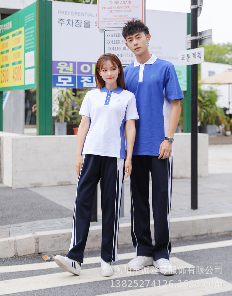 深圳市统一校服中学生男生女生春秋套装短袖长裤棉批发一件代发
