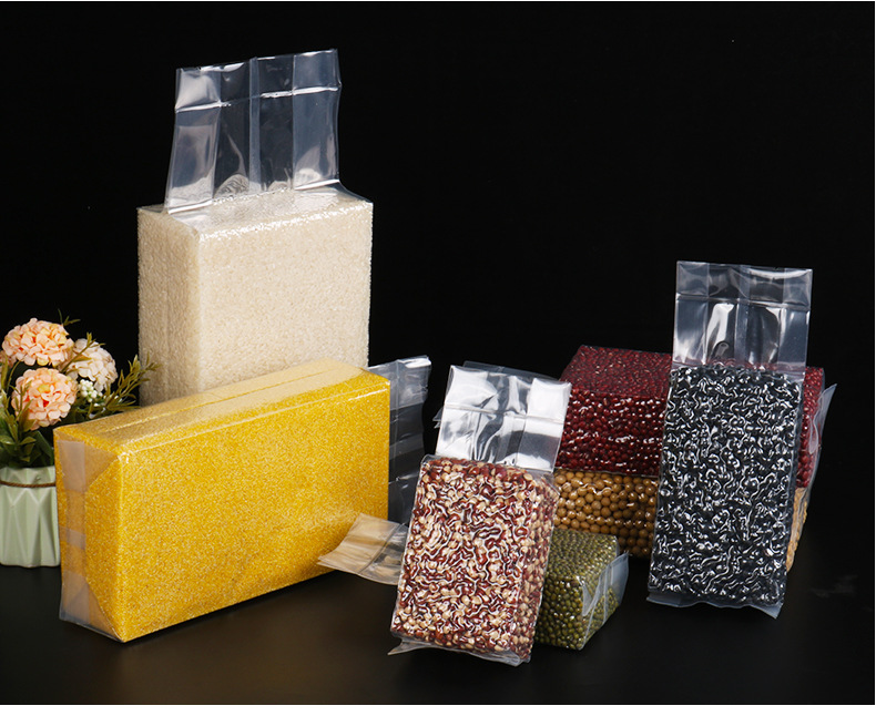米砖真空袋透明五谷杂粮大米食品抽气包装袋制定尼龙方形立体成型