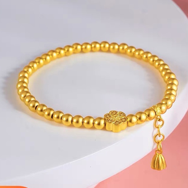 jindian same style inside and outside matte brass gold-plated fu man lianhua bracelet golden balls bracelet lotus seedpod antique accessories