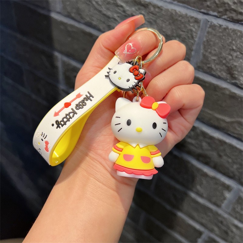 Creative Cartoon KT Keychain Cute National Style KT Bow Kitty Key Chain Men and Women Handbag Pendant Wholesale