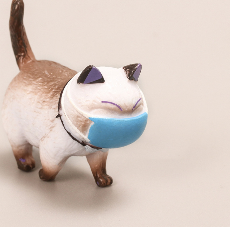 9款带口罩呆萌猫手办 动漫周边卡通小猫咪扭蛋公仔玩具微景观摆件