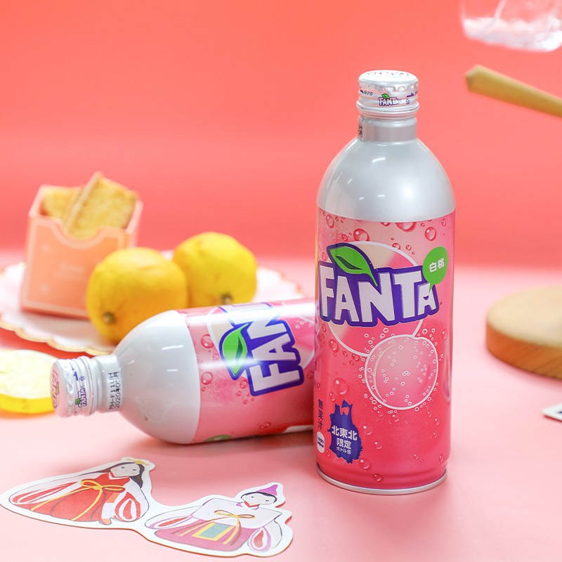 日本进口芬达白桃碳酸饮料水蜜桃味汽水500ml铝瓶休闲零食-阿里巴巴
