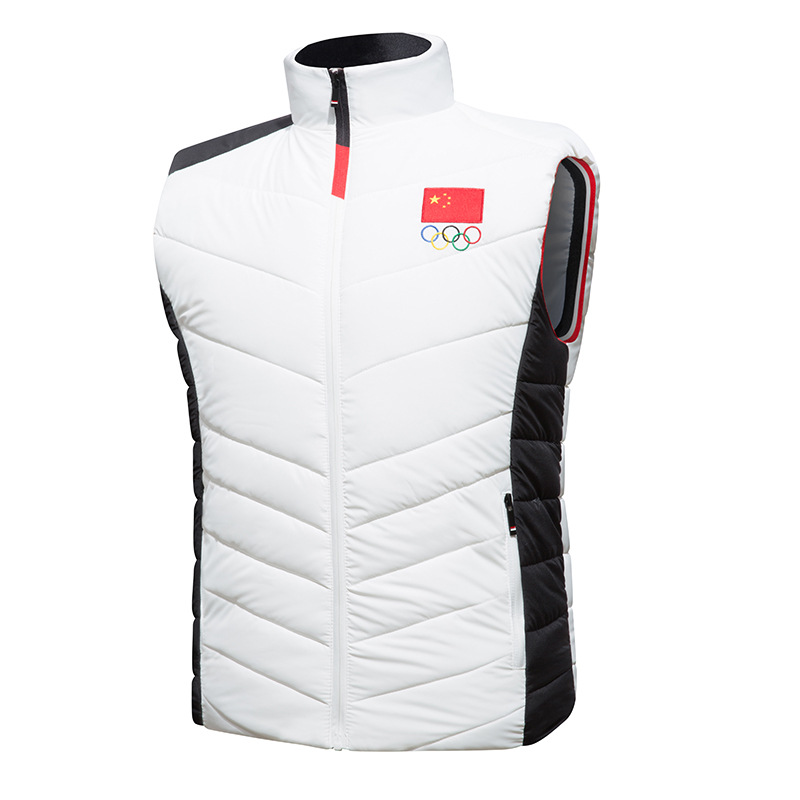 安心踏步羽绒棉马甲比赛领奖服无袖坎肩男女情侣运动国服背心马夹