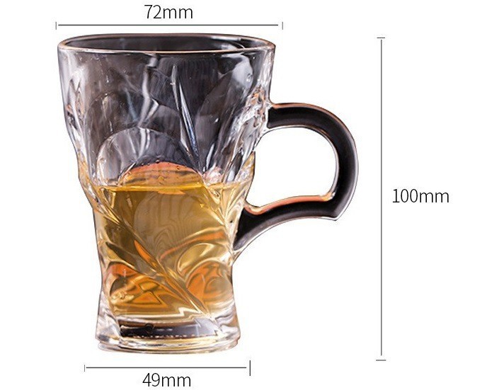 Milk Cup Creative Transparent Carved Glass Breakfast Oatmeal Handle Cup Coffee Shop Juice Thickened Scented Tea Cup