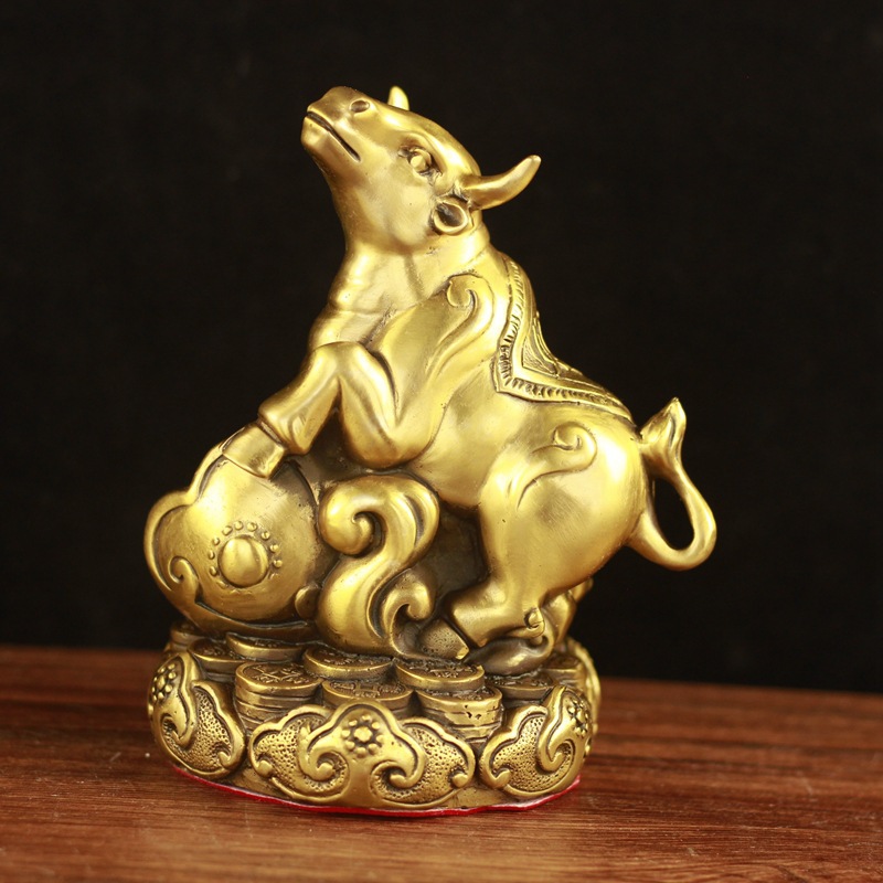 铜牛摆件 牛年如意生肖牛 寓意万事如意 牛年礼品属牛摆件-阿里巴巴