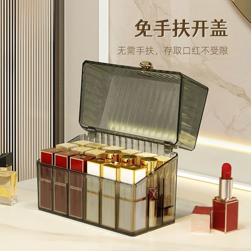 Transparent Light Luxury Lipstick Storage Box Dustproof Desk Cosmetics Lipstick Case Acrylic Lip Lacquer Lipstick Set with Lid