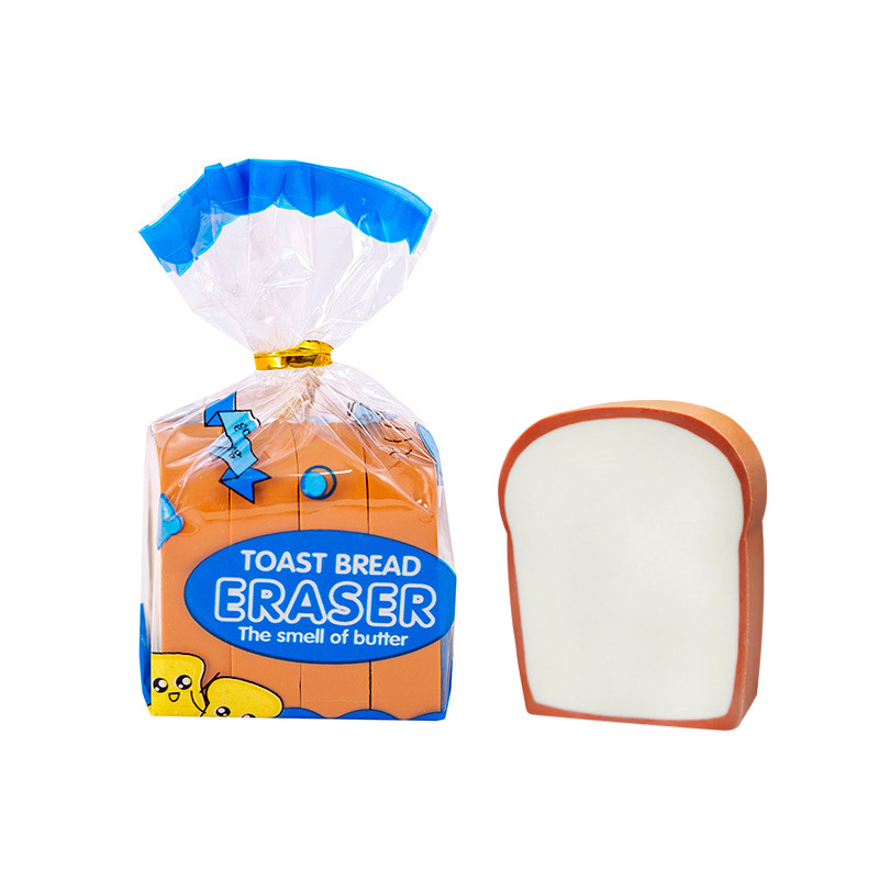 Creative Toast Child Eraser Wipe Clean Cute Rubber Wholesale Primary School Gift Prizes Eraser Stationery