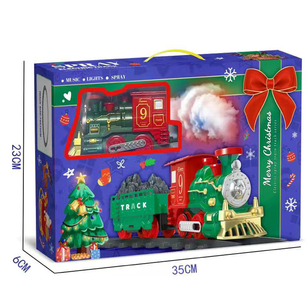 外贸电动圣诞火车带喷雾电动声光圣诞树圣诞装饰轨道圣诞礼品玩具