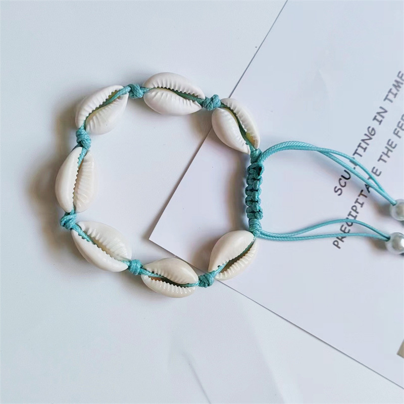 Bohemian Natural Shell Woven Bracelet Wax Line Hand-Woven Painted Diy Shell Bracelet Pearl Bracelet