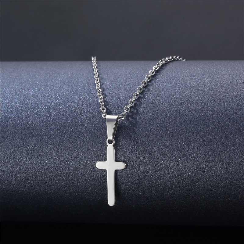 Europe and America Cross Border Religious Ornament Accessories Titanium Steel Cross Pendant Necklace Stainless Steel Pendant New Accessories Wholesale