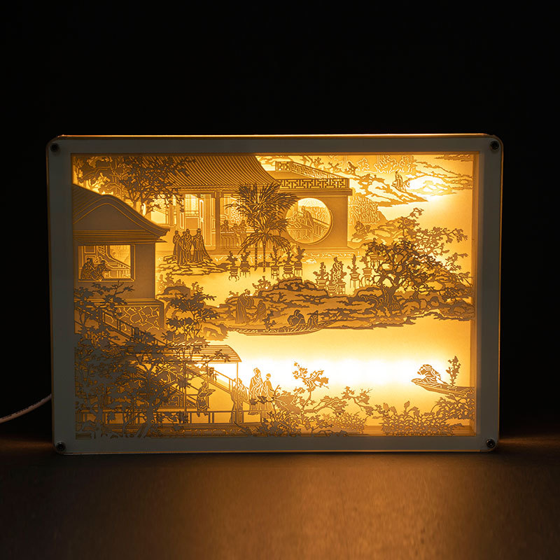 纸雕书风古风手工制作diy版拼装模型立体创意礼物光影纸雕灯