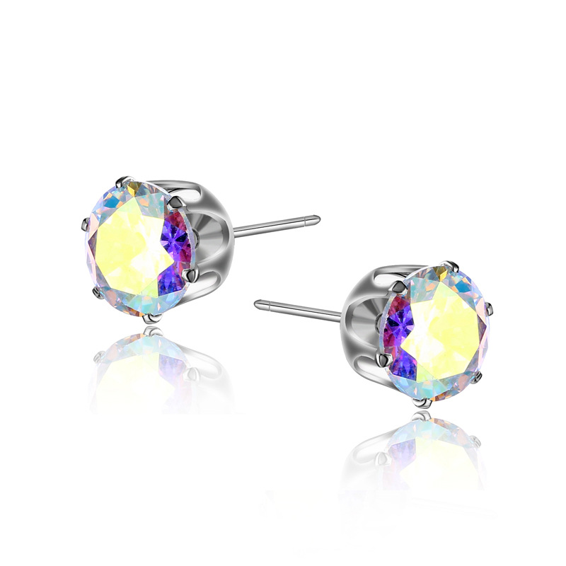 Zircon Ear Studs Earrings Six-Claw Ear Studs Korean Style Men's and Women's Fashion All-Match Trendy Zircon Earrings Crystal Ornament Wholesale