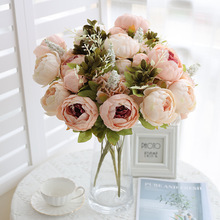 13头欧式包芯牡丹牡丹花客厅家居餐桌装饰花仿真花假花