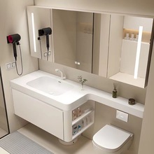 现代简约可丽耐一体盆浴室柜组合马桶延长边洗手脸盆卫生间洗漱台