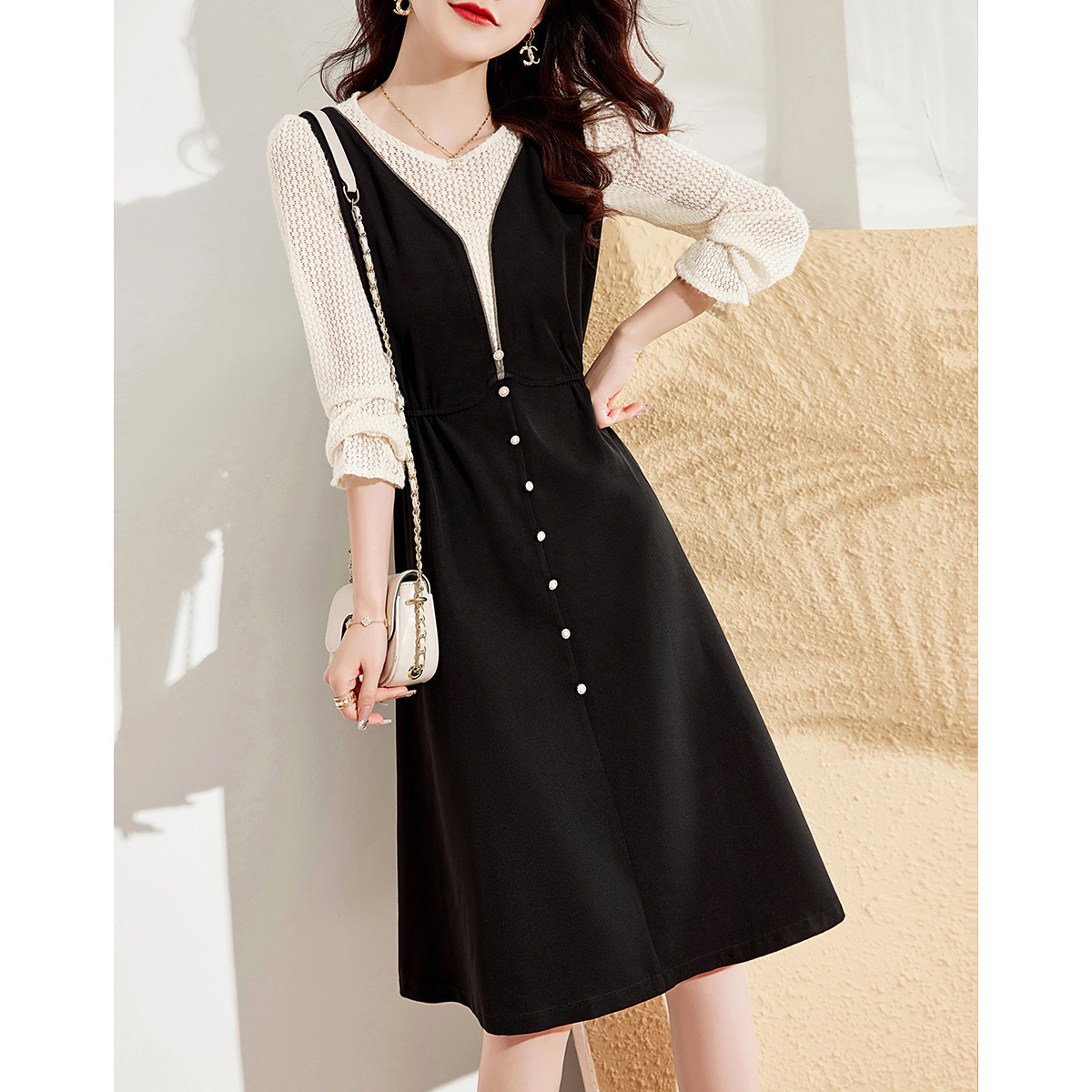 专柜商场撤回国际大牌剪标余单尾单女装纯色气质优雅飘逸收腰裙子