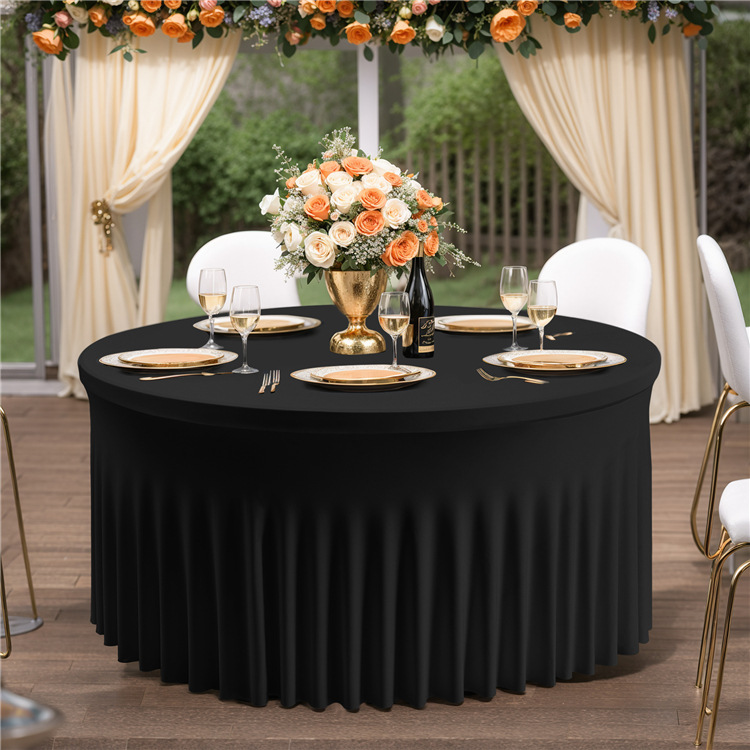 round Jellyfish Table Skirt Anti-Wrinkle Elastic Polyester Fiber Thickened Tablecloth Cover Party Wedding Home Decoration Cross-Border Table Cover