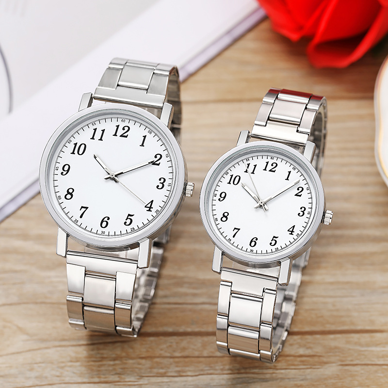 Factory Direct Sales Women's Men's Steel Strap Watch Women's Quartz Watch Men's Couple Watch a Pair of Gift Watches