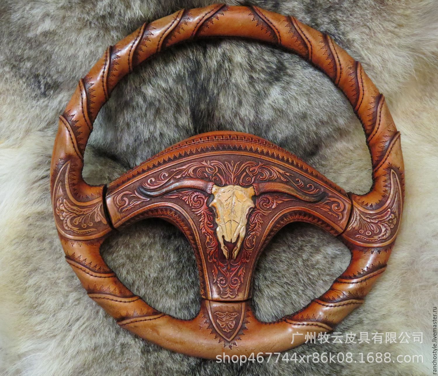 手工牛皮真皮雕刻雕刻汽车轿车豪车电动车新能源车方向盘套车把套