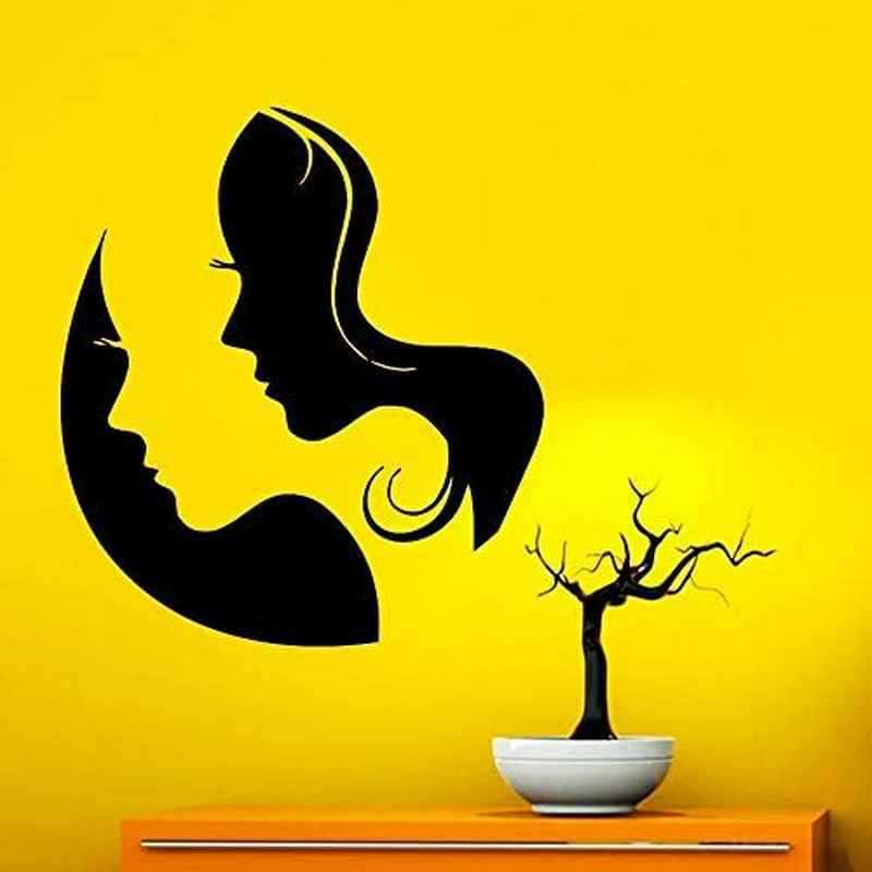 男人女人侧脸头像轮廓剪影图案 卧室 理发店装饰创意精雕墙贴