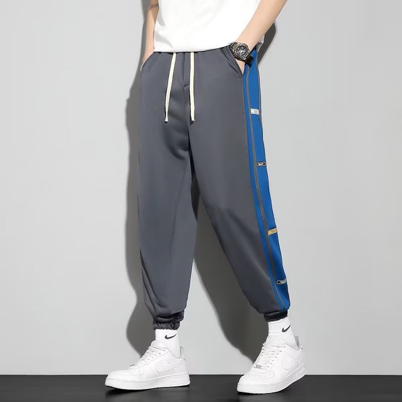 Autumn and Winter New Fashion Brand Sweatpants Men's Exercise Ankle-Tied Trendy Fleece-Lined Casual Trousers Winter Loose and Warm Pants