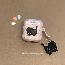 卡通黑猫咪适用airpodspro保护套苹果耳机保护壳无线蓝牙airpods3