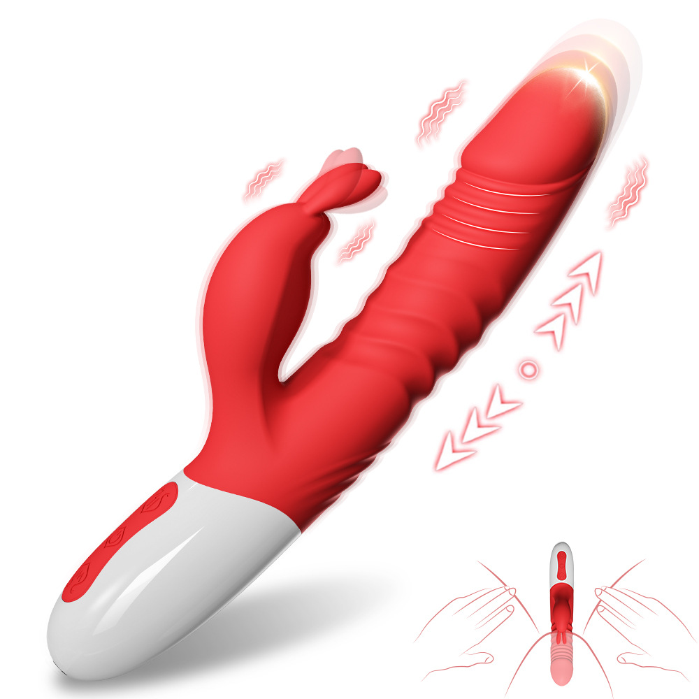 兔子伸缩推力震动器女用仿真假阳具g点高潮自慰器成人情趣性用品