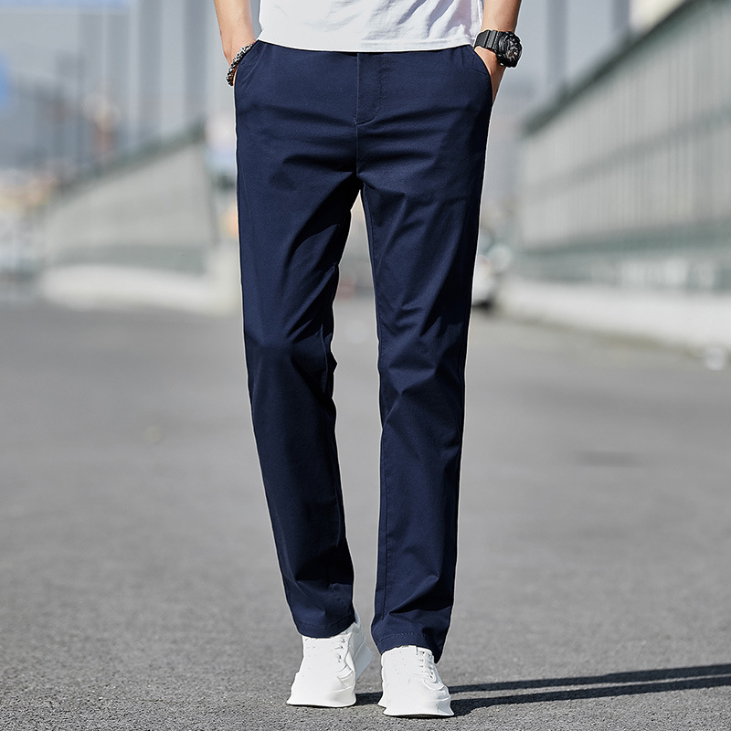 Spring and Summer Pants Men's Casual Pants Men's Simple Cotton Trousers Cropped Straight Loose Men's Pants Suit Pants Business