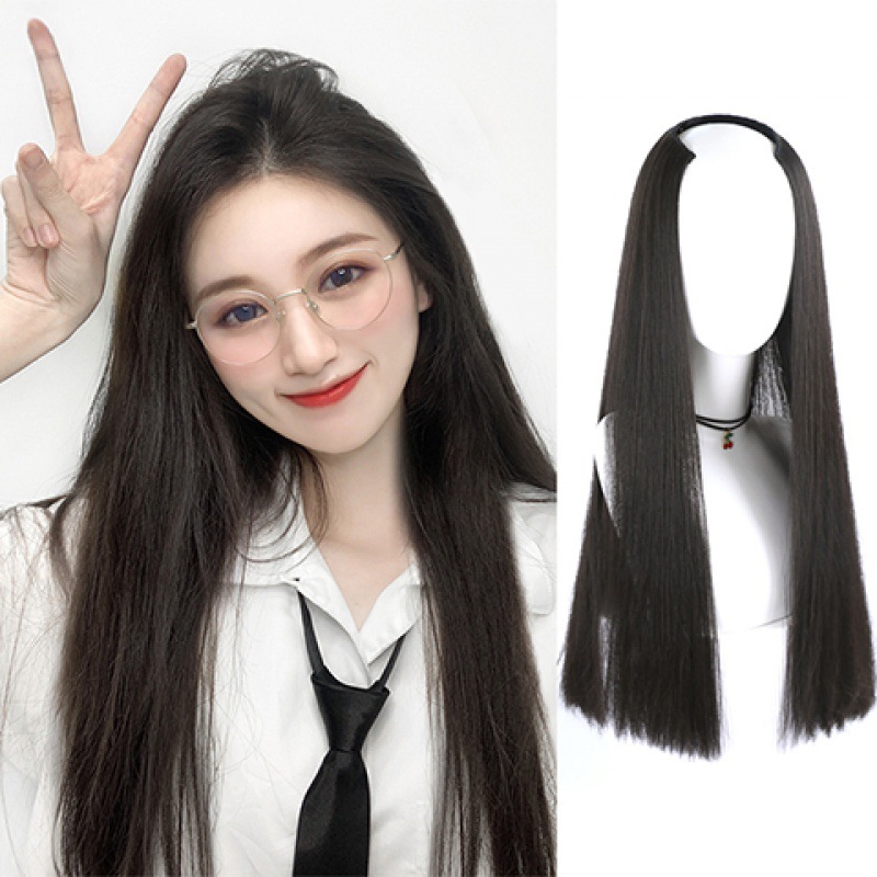 假发直发女长直发一片式uv型接发片无痕隐形古装汉服风接发自己接