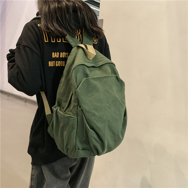 Schoolbag Female Ins Style Retro Mori Canvas Backpack Japanese Harajuku High School and College Student Simple All-Match Backpack