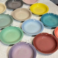 飞碟碗法国很酷的15cm彩虹渐变餐具餐盘陶瓷盘子耐高温菜盘家用盘