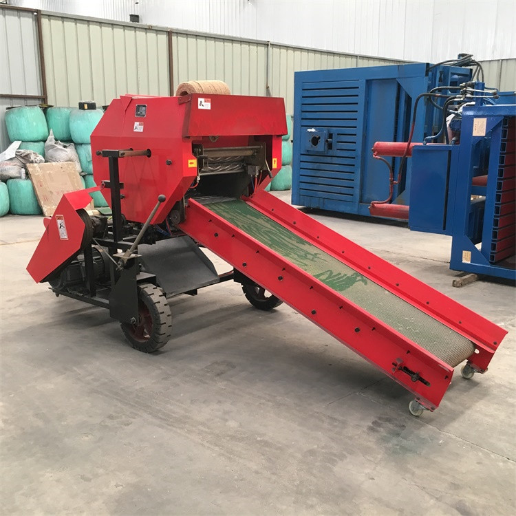 全自动饲料牧草打捆机牧草稻草压块机520型缠膜打包机苜蓿包膜机